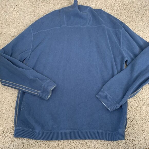 TOMMY BAHAMA Mens Large Reversible 1/4 Zip Pullover Sweatshirt Blue Flip Sider - Picture 5 of 6